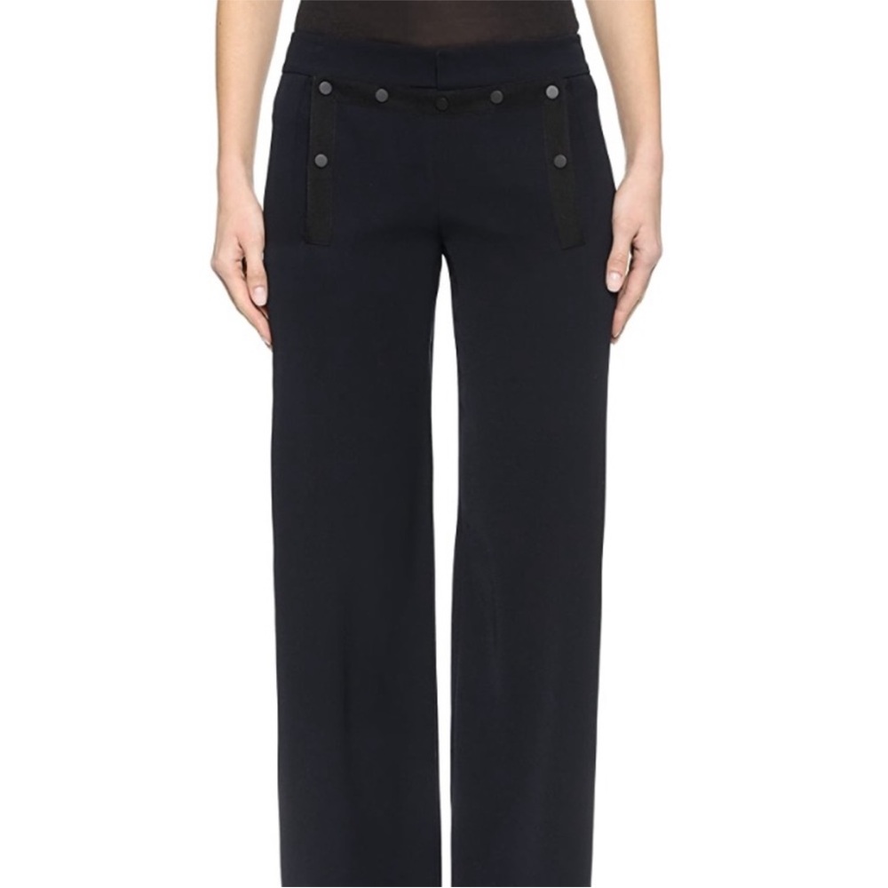 Vince Wide Leg Sailor Pants Snap Front Crepe Black Size 2
